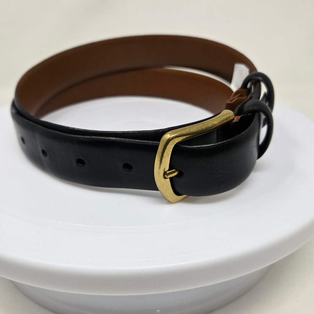 Mens Wearhouse Black Full Grain Italian Leather Belt Solid Brass Buckle 36/90